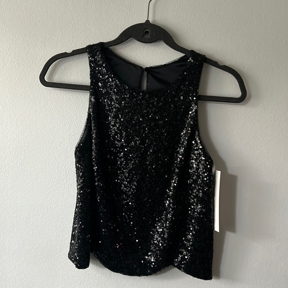 Black Sequin Crop Top